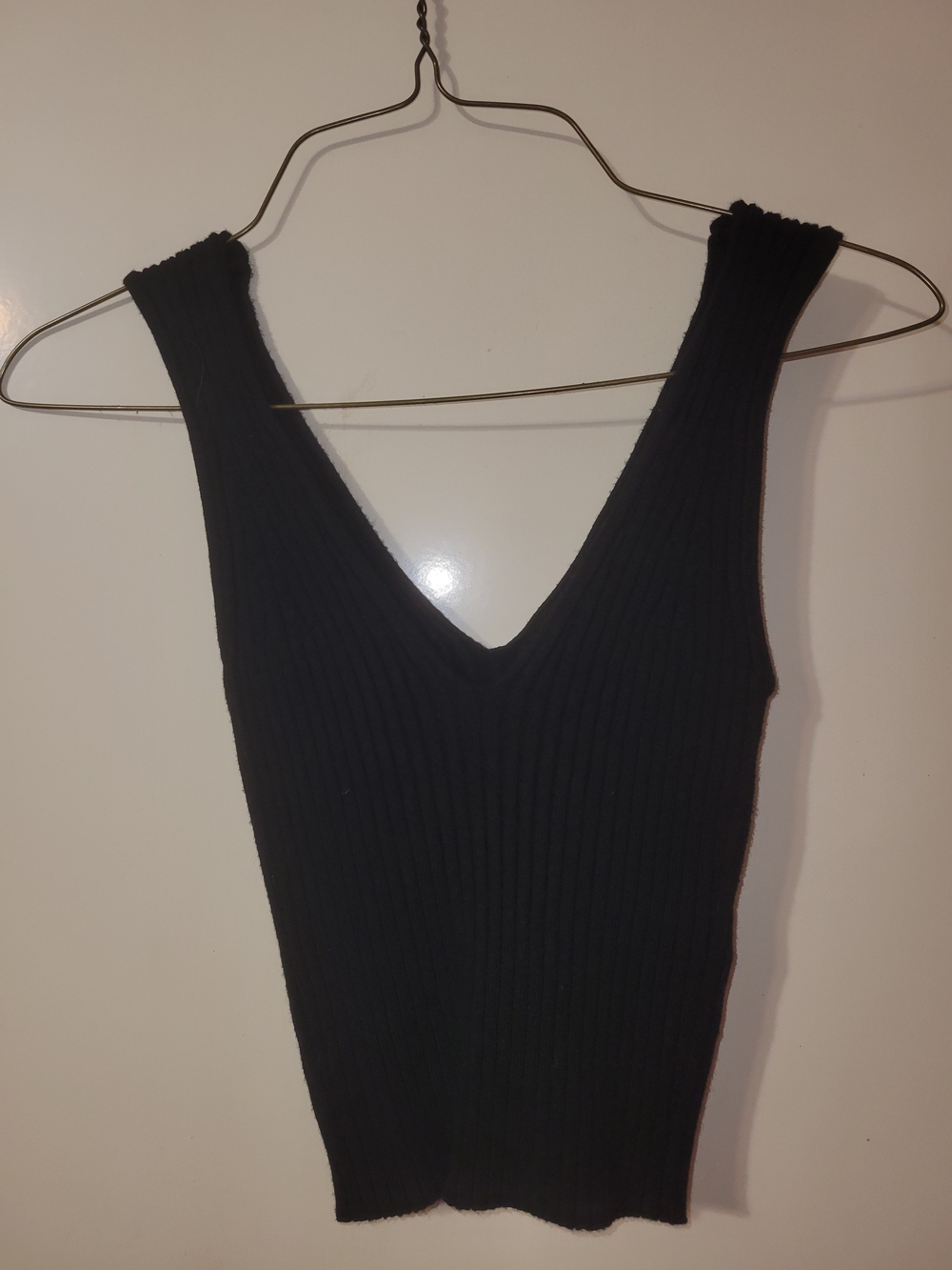Madewell Black Ribbed V-Neck Tank Top